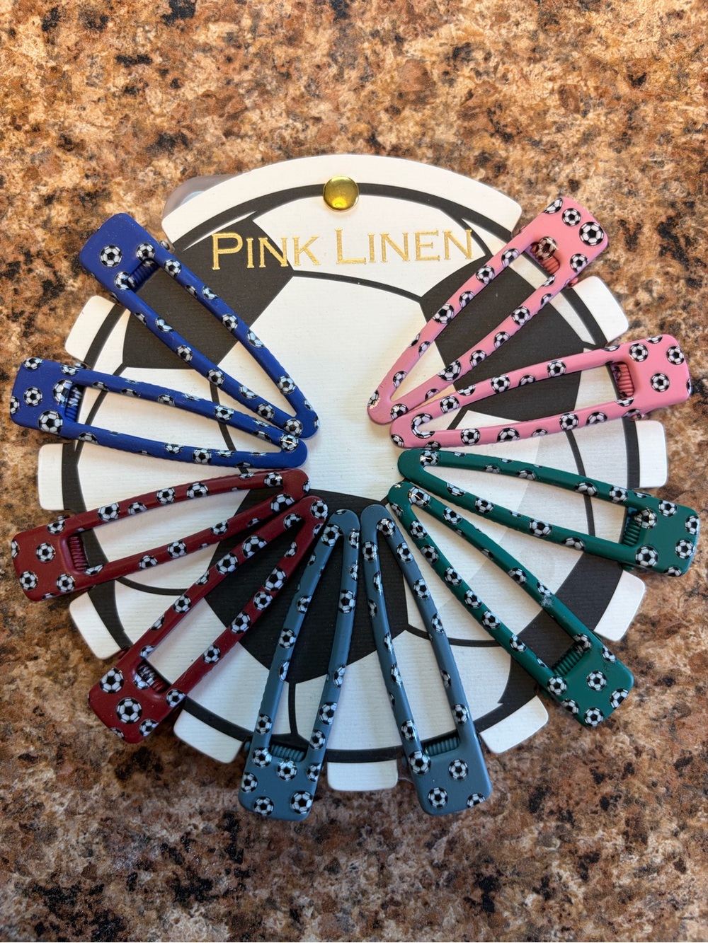 Pink Linen Kids Soccer-Print Snap Hair Clips - Assorted Colors